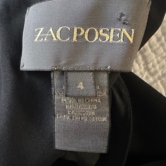 Zac Posen Black Silk Spandex V-Neck Ruched Cocktail Dress - Size 4 Shoulder Bow - Picture 8 of 9